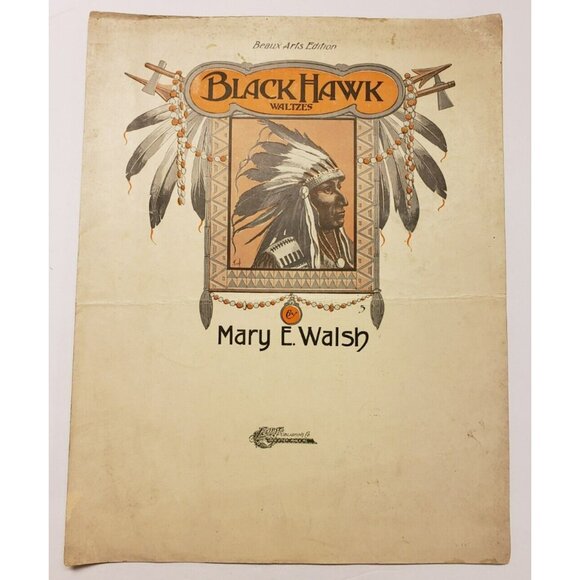 Sheet Music- Black Hawk by Mary E Walsh ANTIQUE 1902 RARE - Picture 2 of 5